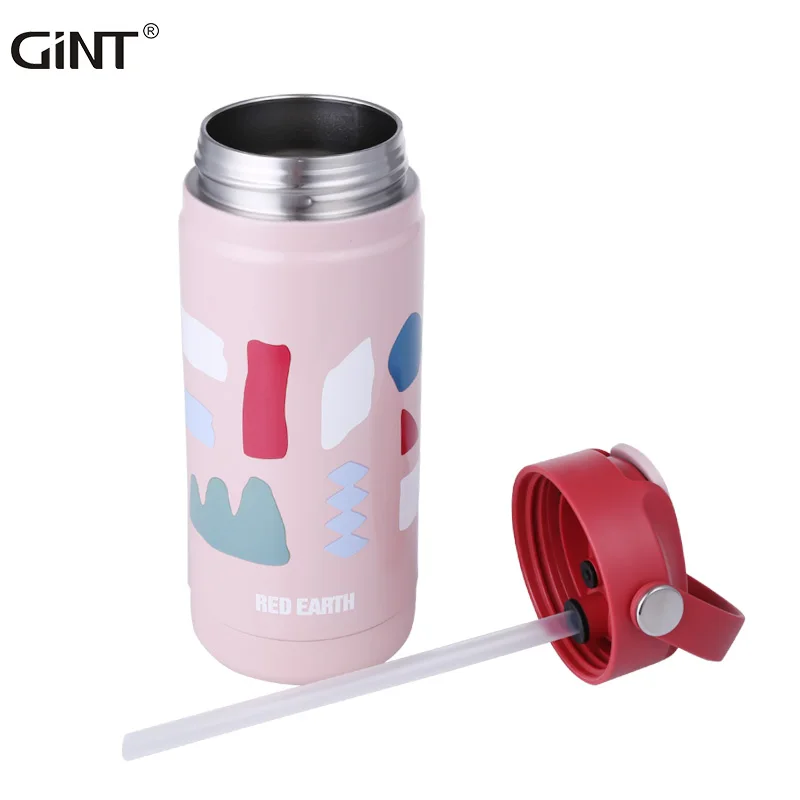 

GiNT 550ml Manufactory Double Wall Insulated Water Cup Flip-open Straw Thermal Water Bottle with Great Quality