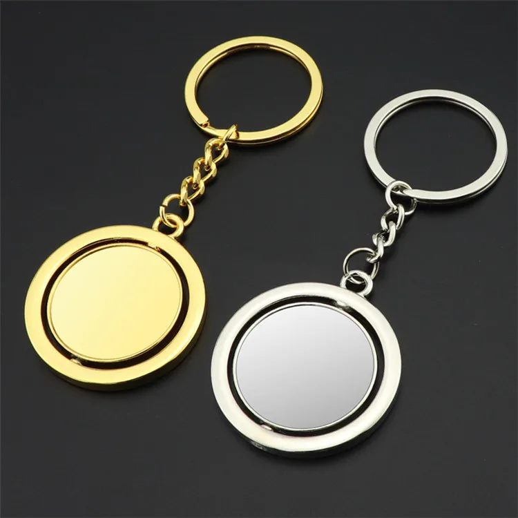 Factory Custom Promotional Metal Keychain Round Spin Spinning Keychain