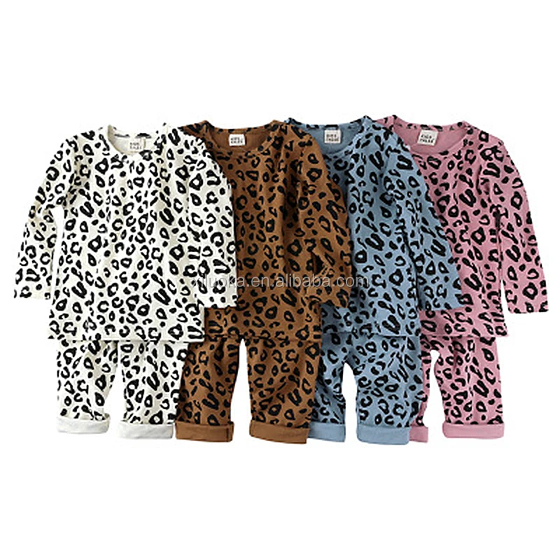 

RTS Long Sleeve Kids Boutique Matching Clothing Set Baby Girl Leopard Print Outfits