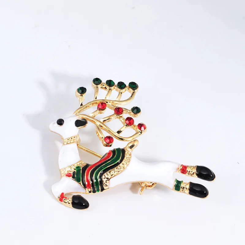 

Christmas Decorations Enameled Deer Brooch Pins for Christmas Gift, As picture