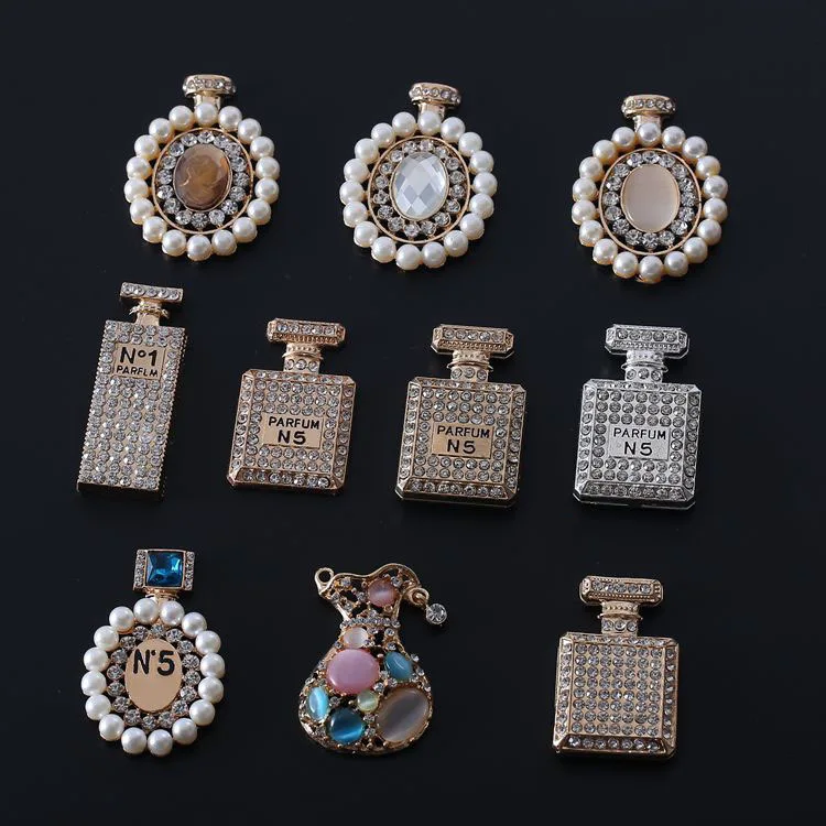 

Bling brand designer perfume bottle croc clog shoe charms decoration accessories for croc shoes