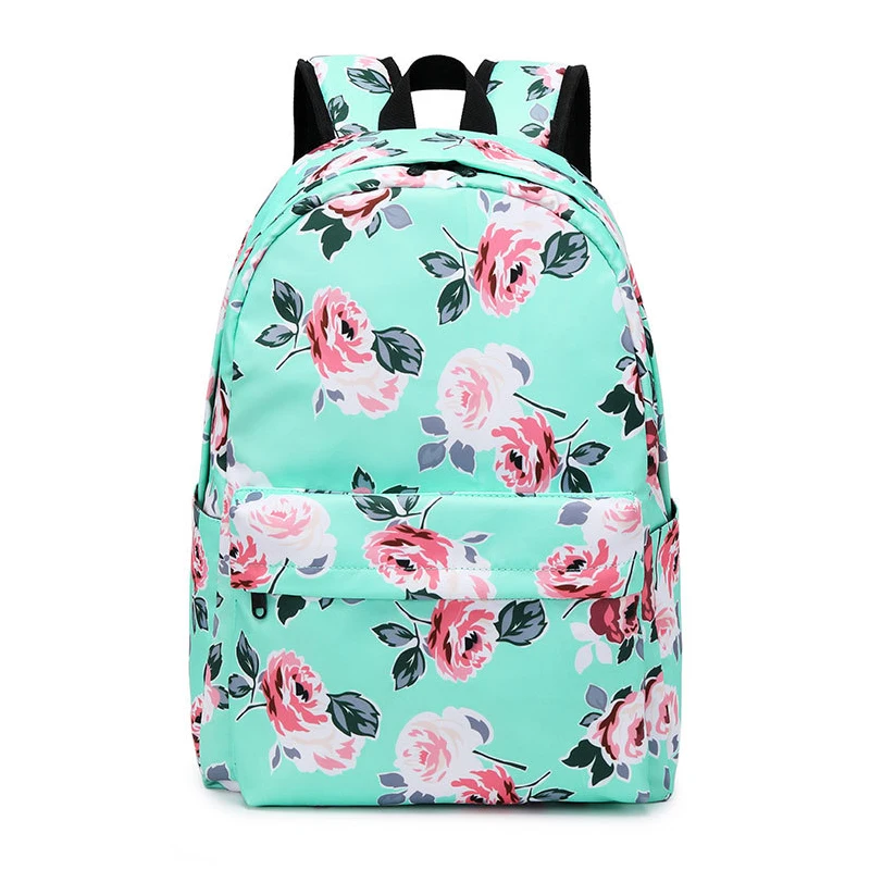 

Ladies Ethnic Wind Printed Flowers Waterproof Nylon Large Capacity Travel Female Student School Bag Backpack, Gray,pink,white,blue,navy blue,black,or customized