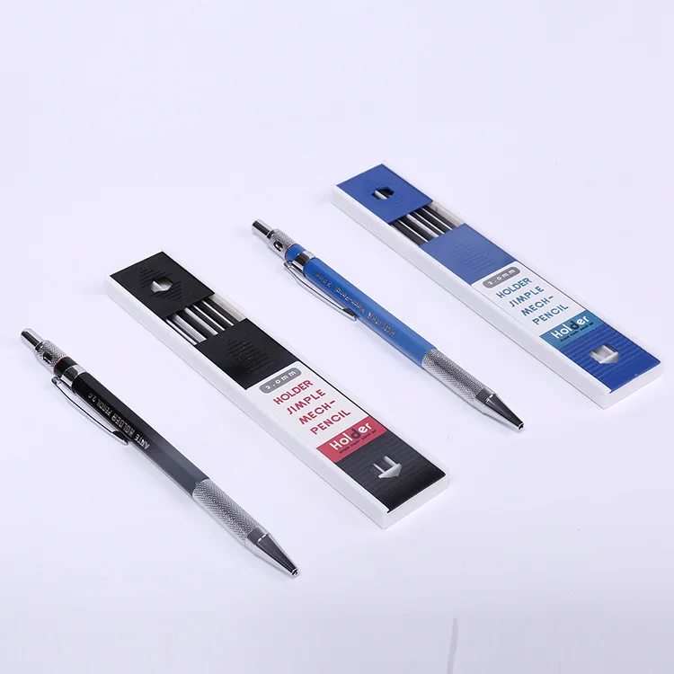 
Good Luxury Automatic mech Pencil holder 2mm Lead Size metal Drawing Mechanical Pencil sets with 12 pcs refill pencils 2B 