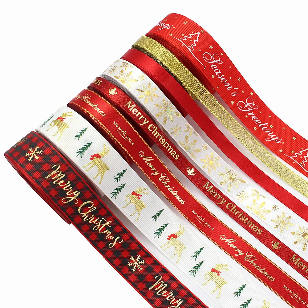 

Ready Made Printed Christmas Tree Decoration Wired Burlap Ribbon, 16 colors