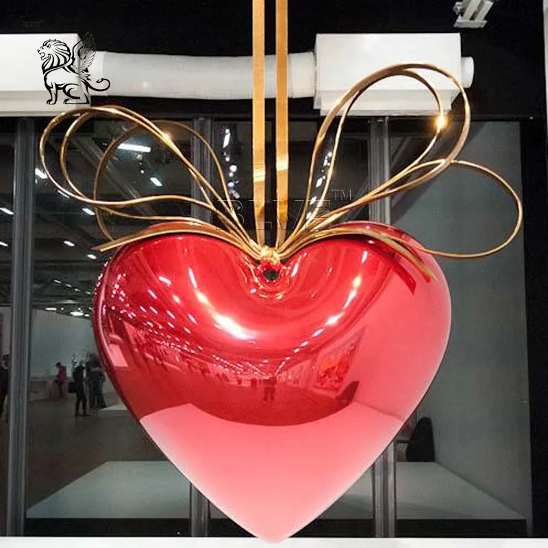 Large Modern Pop Art Jeff Koons Abstract Hanging Stainless Steel Red