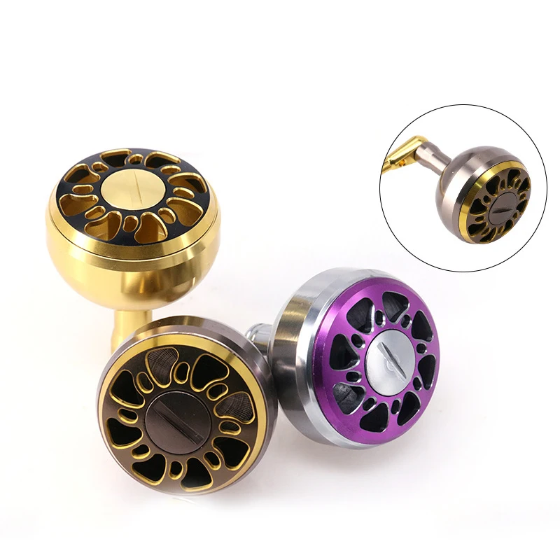 

Top quality CNC Fishing full metal Reel Handle Knob Compatible For S/D brand Fishing Reel Handle Knob, Gold/purple