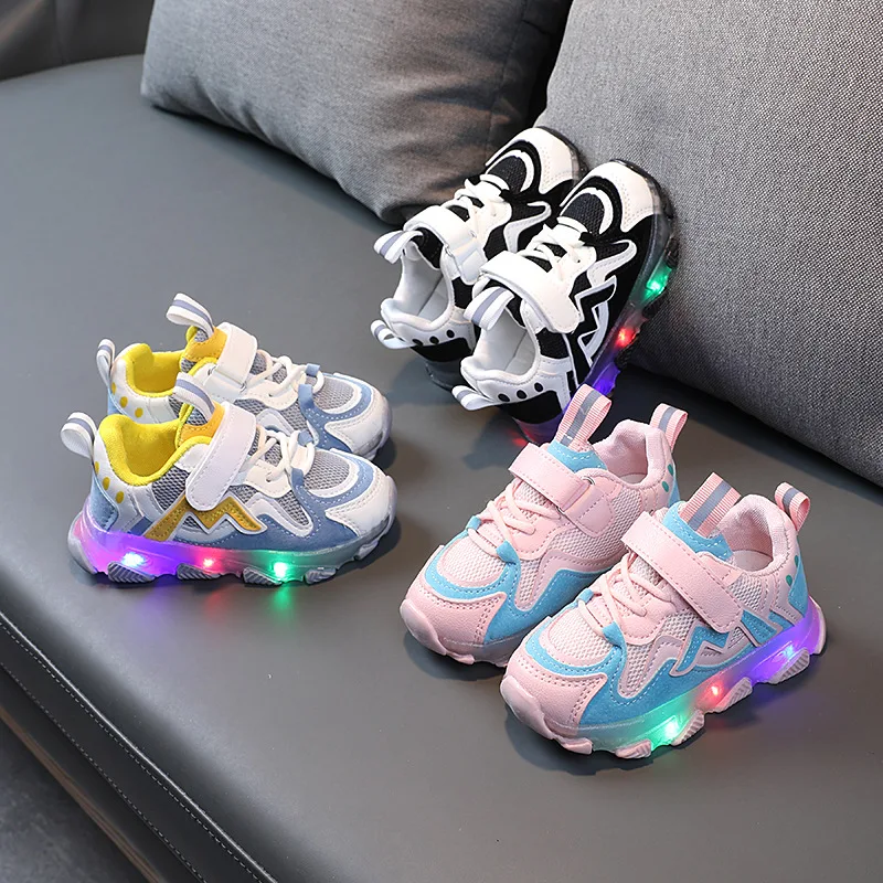 

Cheap Price New Fashion Breathable Children Lighted Sneakers Boys Girls Kids Shoes Led Light Shoes For Kids, As shown