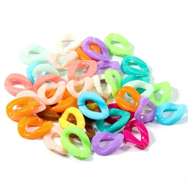 

Detachable Plastic Colorful Buckle Opening Ring Beads DIY Handbag Key Strap Necklace Accessories Acrylic Chains Link For diy