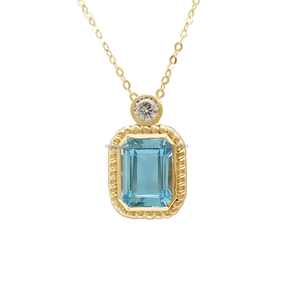 

Moissanite Necklaces 18k Real Gold Topaz Gemstone Necklace Solid Yellow Gold Fine Jewelry Necklace Wholesale