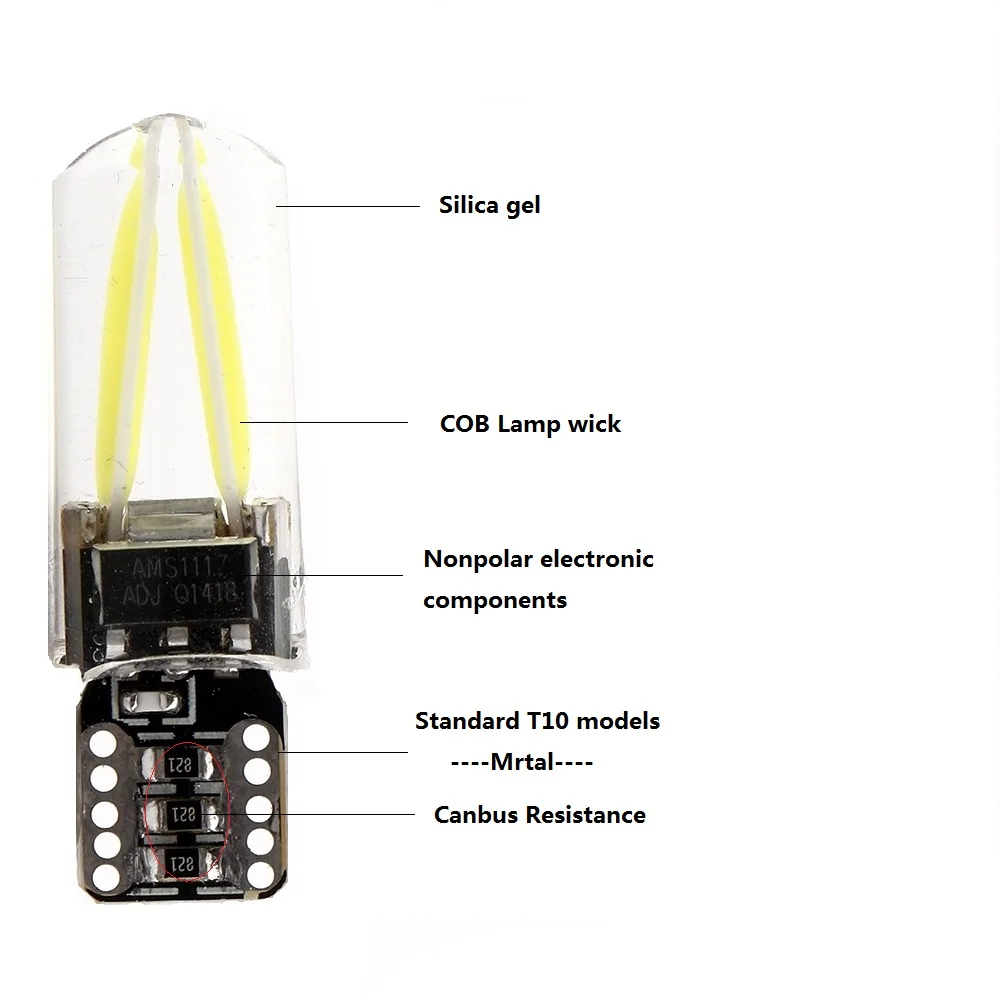 

T10 COB 30 SMD LED Bulbs Silica gel 12V Canbus Error Free car-styling Reading Lamp License Plate Clearance Lights, White blue red green yellow