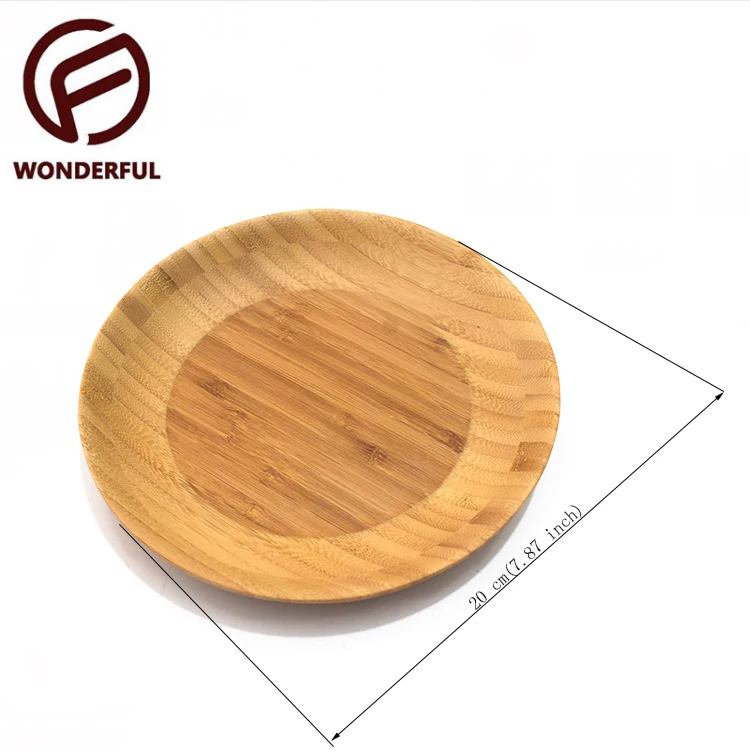

Promotional Reusable Bamboo Wood Serving Dish Wood Round Plate Set