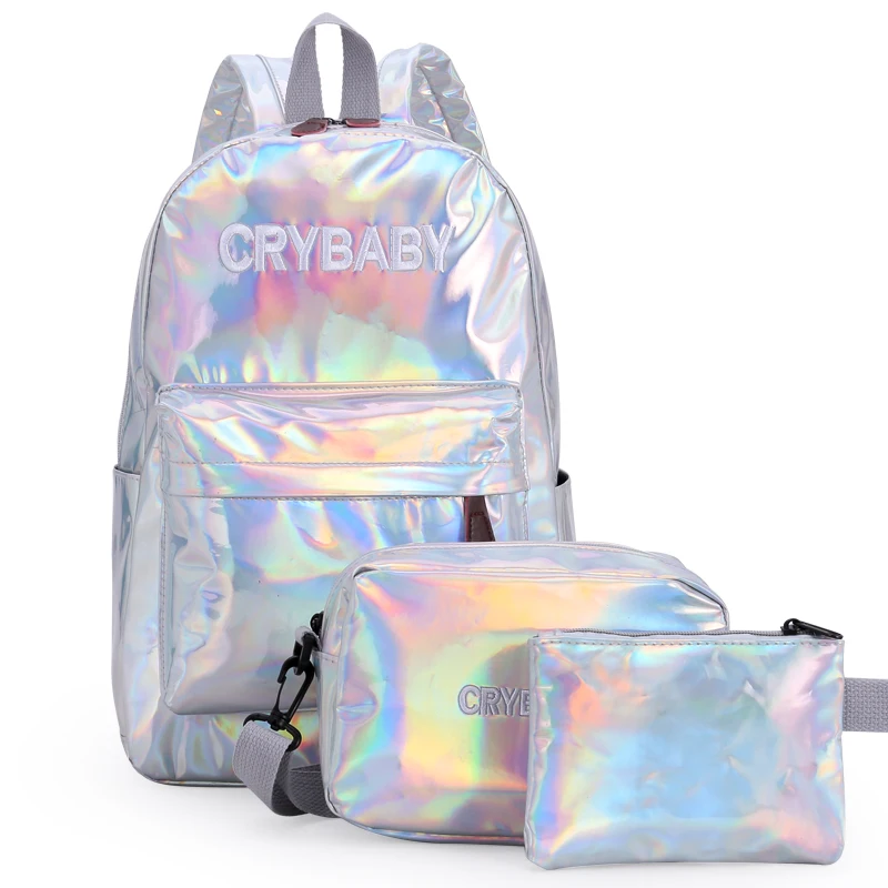 

2020 wholesale hot selling outdoor travelling patent leather kids school backpack set for girls