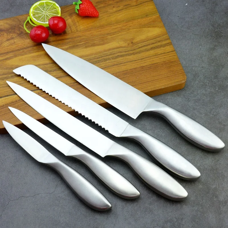 

Wholesale Stainless Steel 5pcs Kitchen Knife Set With Block