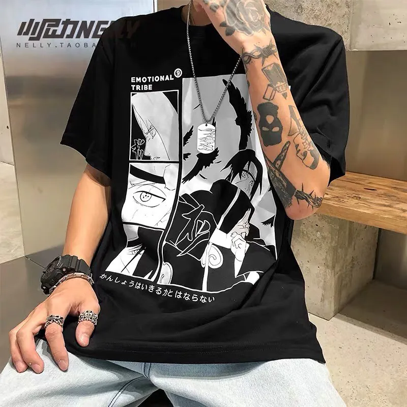

Naruto- Anime Unisex T-shirts Men Women Hot Japan Cartoon Casual Cotton T shirt Harajuku Men's Top Tee Tshirt Men Clothing