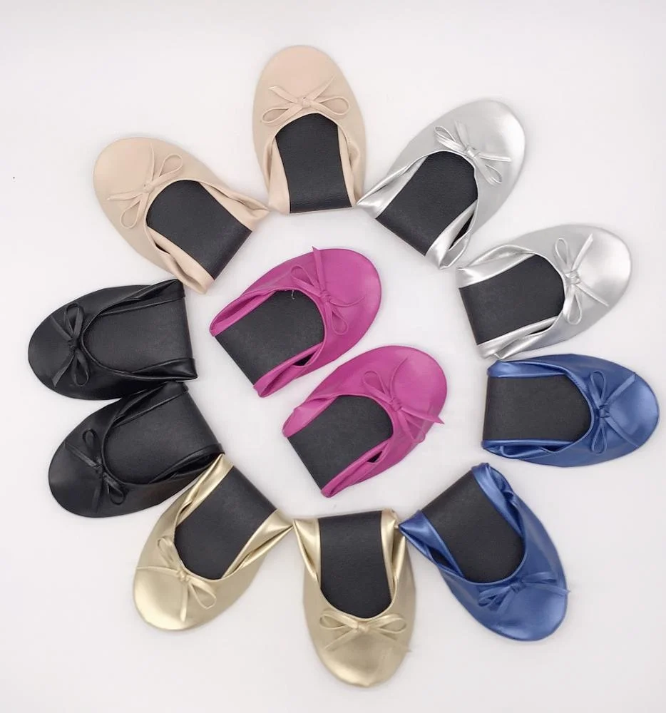 

New Product Cheap Wholesale Shoes Colorful Foldable Flats, Black, silver, gold, white, brown, pink, grey and colorful