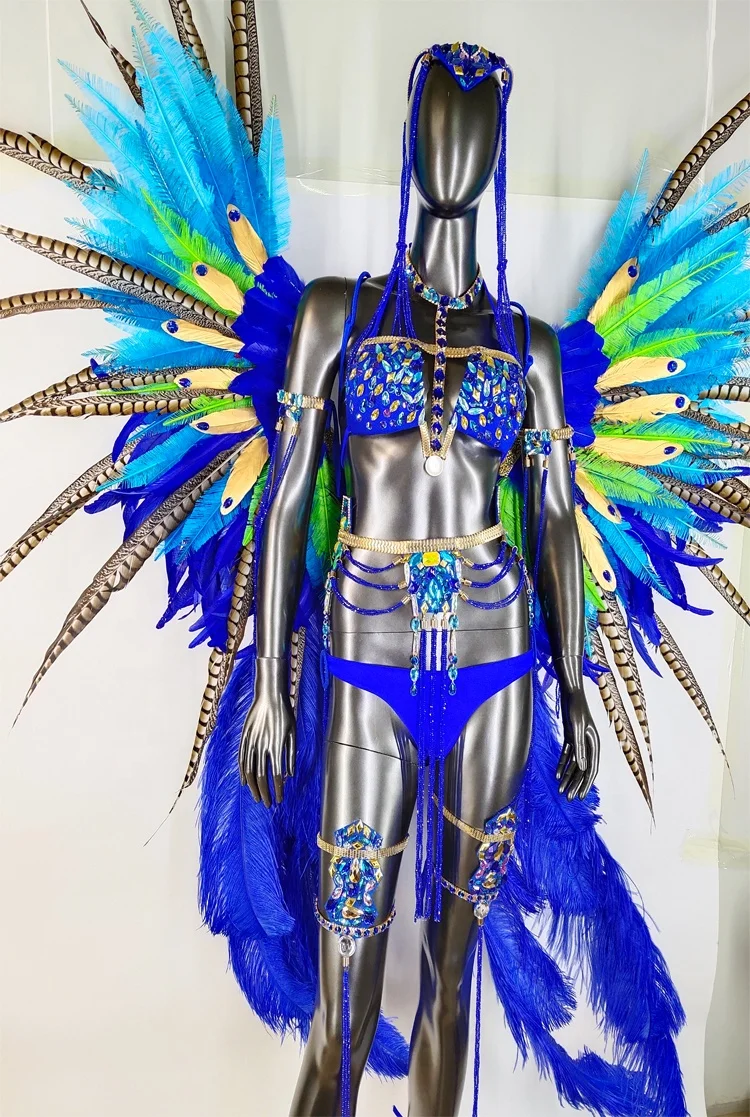 
fantasy party big backpack feather headpiece queen carnival wire costumes 
