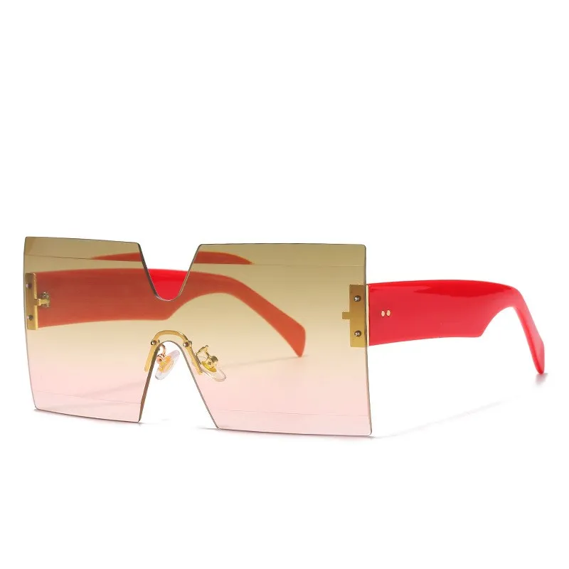 

2021 Fashion Oversized Sunglasses Metal Frame Square Luxury Brand Designer Women Mirror Sun glasses Men UV400 Big Frame Shades