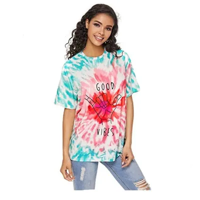 

Summer Fashion Plus Size Loose Casual T-Shirt Tie Dye Ladies Top