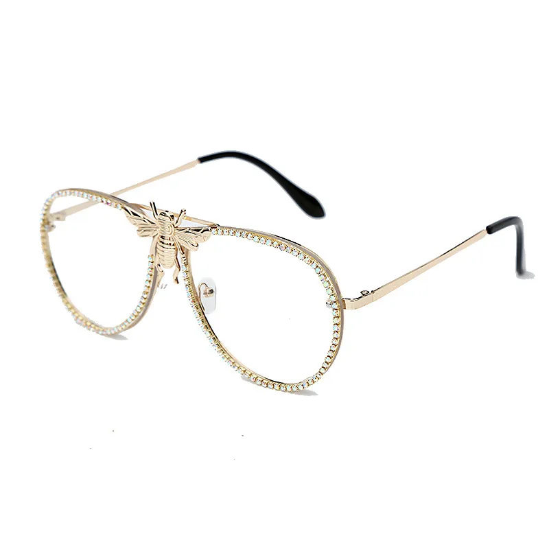 

Hot selling 2021 new arrival women fashionable rhinestones classical sunglasses luxury brand Big Frame Bee Sunglasses, As the picture shows