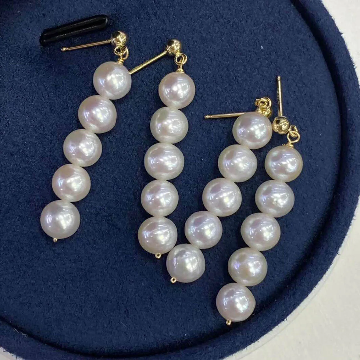 

Freshwater Natural Pearl Beads Earrings In 14K Gold Filled Long Drop Stud Earrings For Women