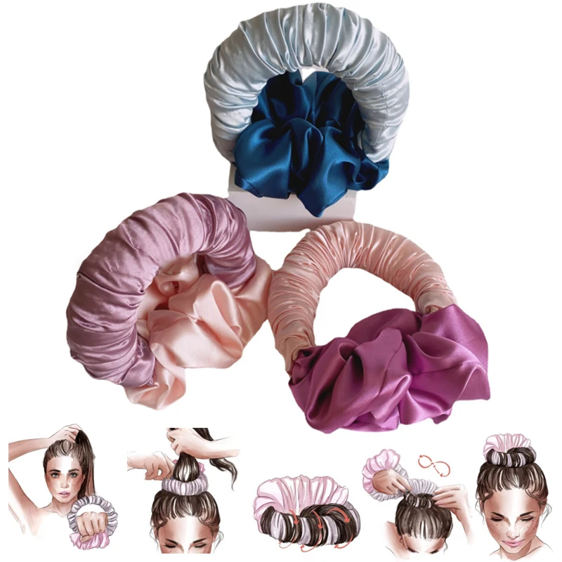 

Lazy Heatless Hair Curler Rod Ball Head Scrunchie Soft Girl Satin Oversize Hair Rope Bun Tools Twist Maker Hair Accessories