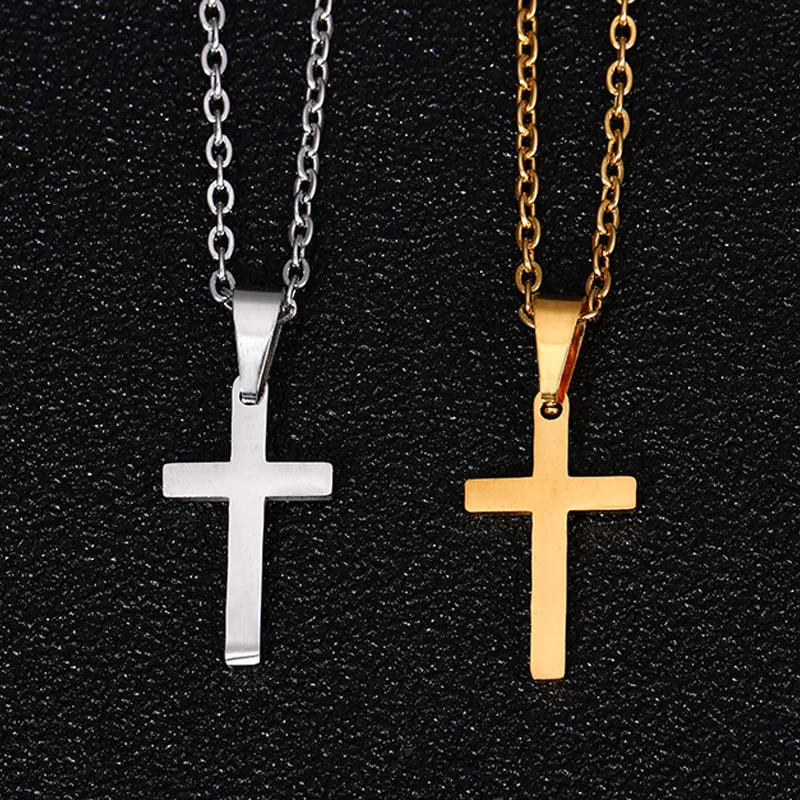 

gold filled cross necklace sequential prophet elegant hip hop simple steel jewelry kolye stainless steel steel jewellery, 2 various colors available