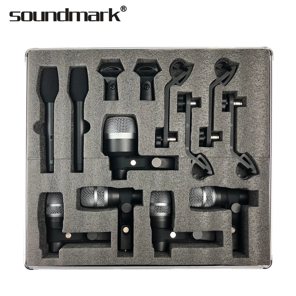 

CX-608 7-piece drum kit dynamic vocal microphone Musical instrument microphone easy to install, Black