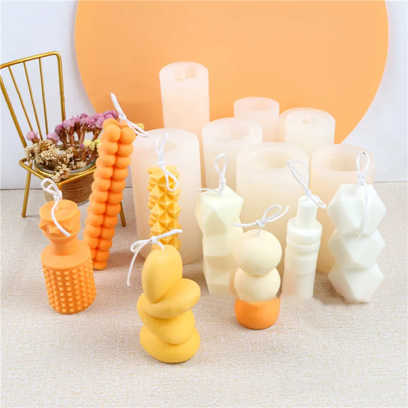 

ZO113 DIY handmade 8 styles Irregular geometric candle mould block scented silicone candle mold, White