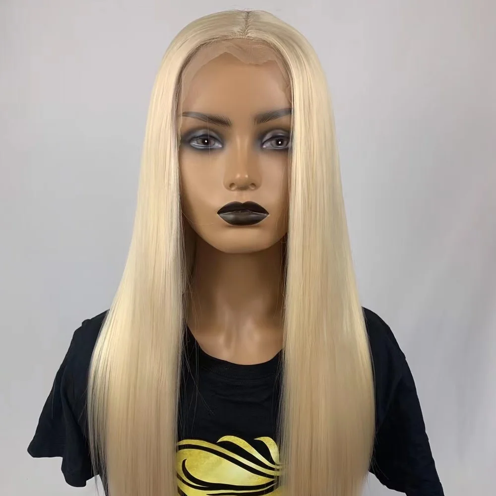 

T Part Synthetic Lace Front Hair Wig Solid Colors Trendy Silky Straight Slight Yaki Long Length 4 Colors to Choose