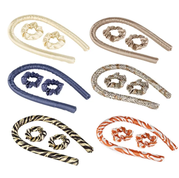 

4 Pieces Set Easy Use No Heat Women Hair Roller Tools Ribbon Curler, Custom