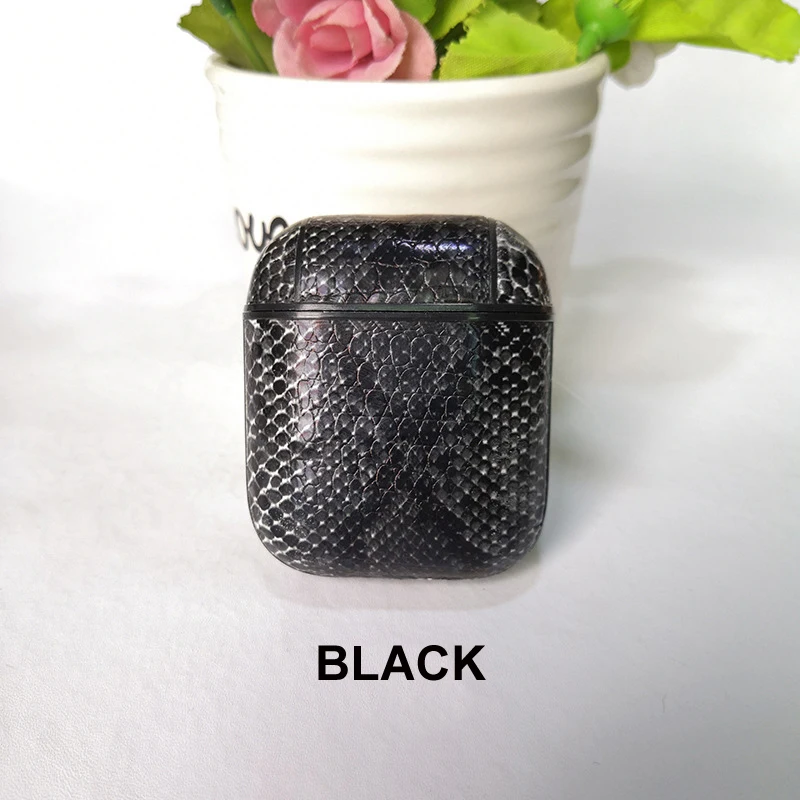 

Wireless Earphone Cover Business Snake Skin Pattern PU Leather Case For Airpods 2, Multi colors