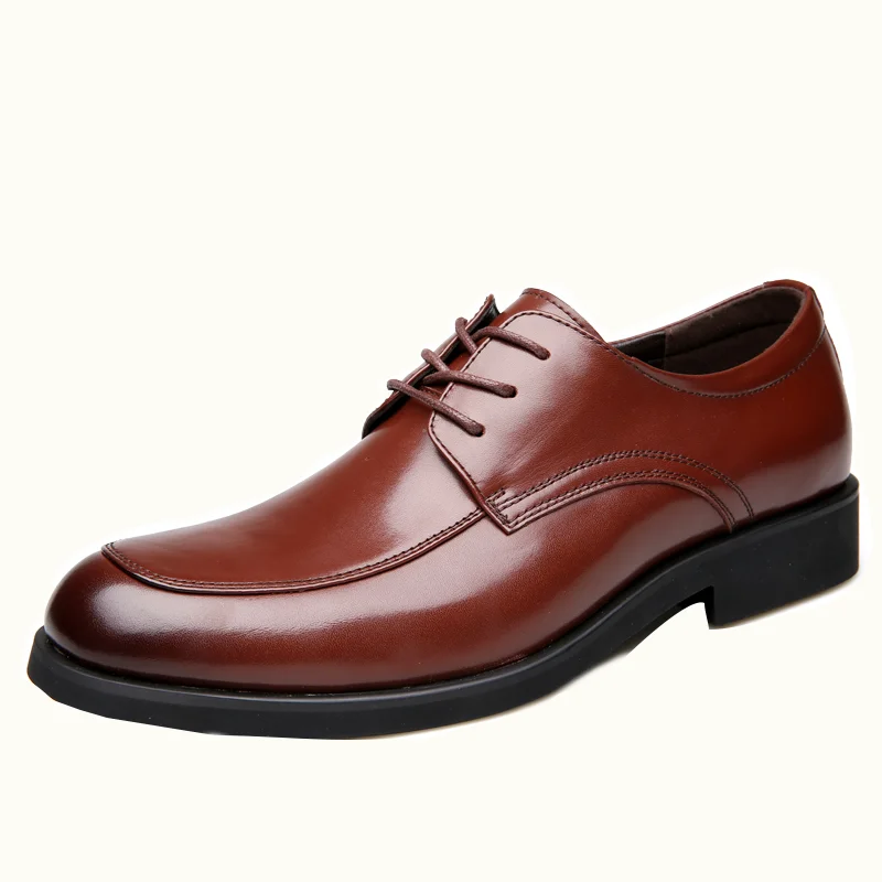 

High Quality Business Height Increase Shoes Men Dress Shoes British Style Lace-up Oxfords Causal Shoes Leather For Men, Black / brown