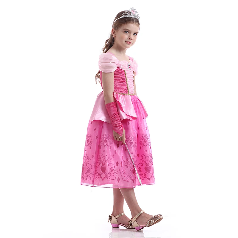 

Halloween Party Girls Princess Aurora Costume Sleeping And Beauty Clothes Pink Princess Dress Long Dress, As picture