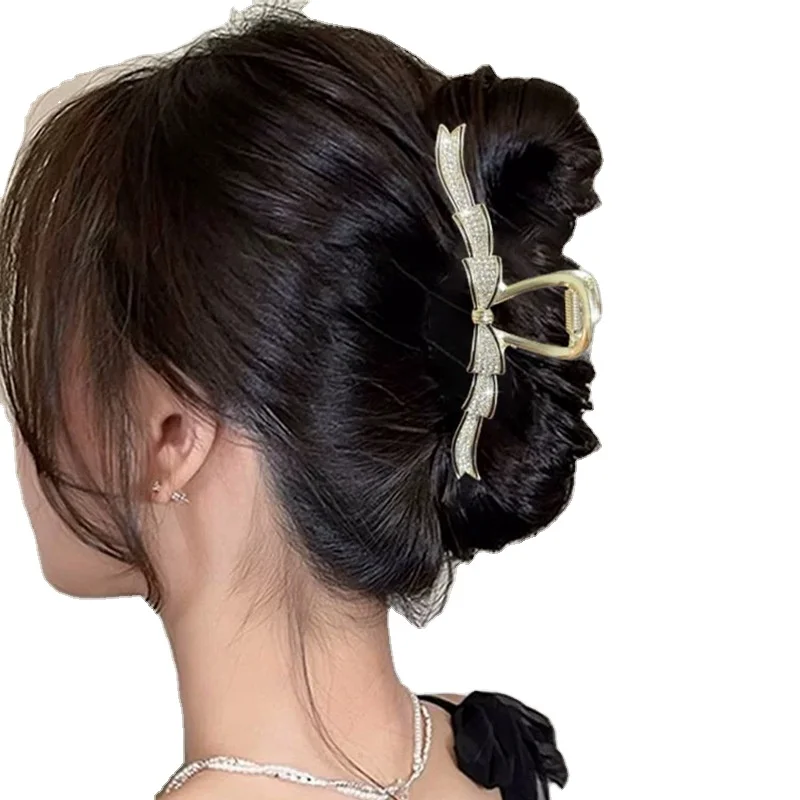 

TongLing alloy claw high grade pearl hair clip hair claw metal fairy fall pearl bow-knot hair accessories for women