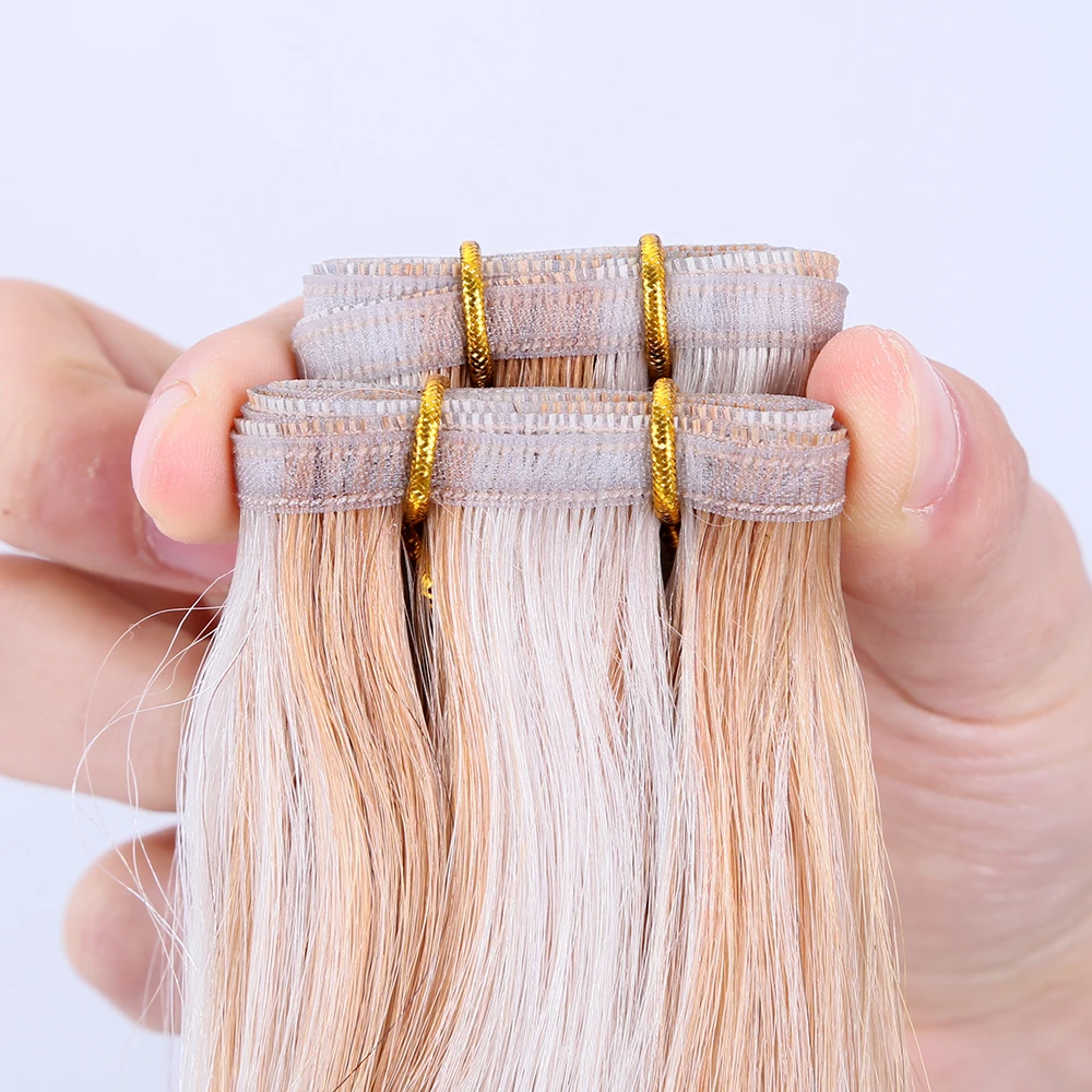 

Double Drawn Hot Sale Highlight 27#60 Color Flat Weft Human Hair Extension, Custom colors