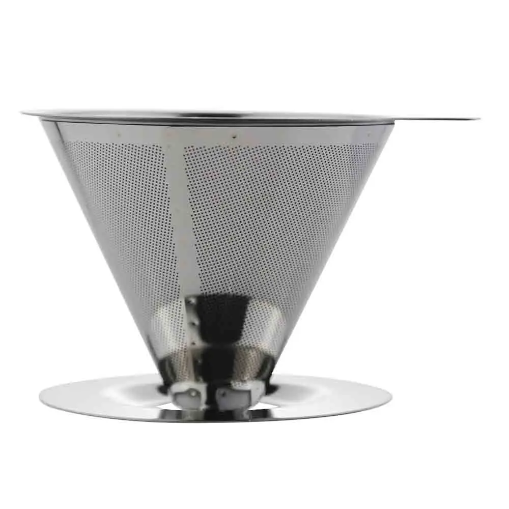 

2019 v60 2 cup reusable dripper basket manufacturer double walled metal stainless steel permanent cold brew cone coffee filter