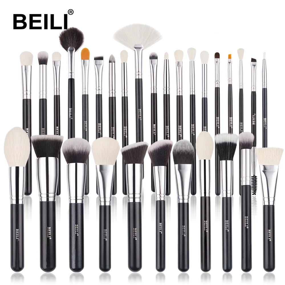 

BEILI Professional 30pcs Black Make Up Brushes Set Foundation Eye Concealer Powder Blending Brush Private Label Makeup Brushes