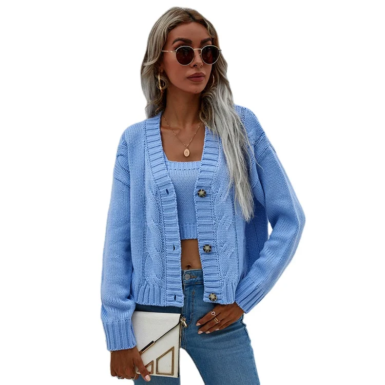 

Wholesale Winter Knit Sweater Ladies New Loose Oversized Jacket Fall Sweater Women Two-piece Set
