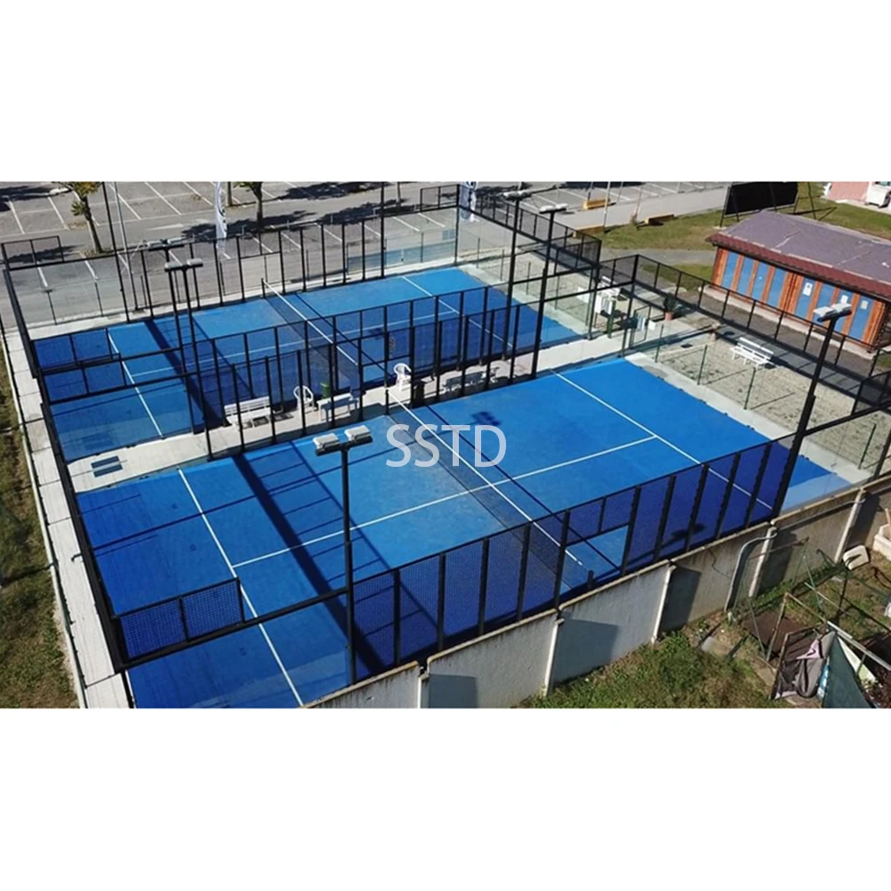 

20*10m standard full set padel tennis court steel frame padel court with blue green grass