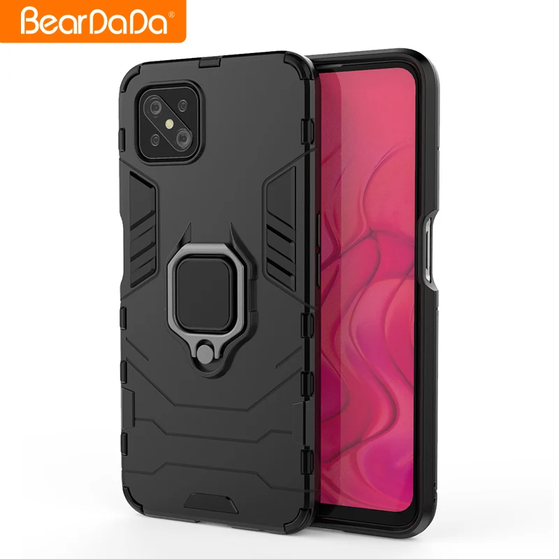 

For OPPO A92S Case Luxury Metal Magnetic Phone Cover Cases For OPPO Realme C15 A72 A52 Reno 4 Pro 5G Phone Case With Ring Holder