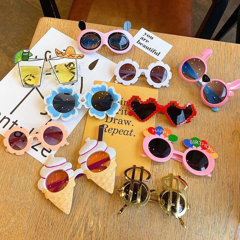 

Girl Baby Birthday Funny Photo Glasses Props Children Cute Boy Cartoon Sunglasses