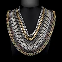 

KRKC&CO Wholesale Custom Iced Out Gold Plated Cuban Link Chain Diamonds Necklace Stainless Steel Hip Hop Iced Out Chain for Men