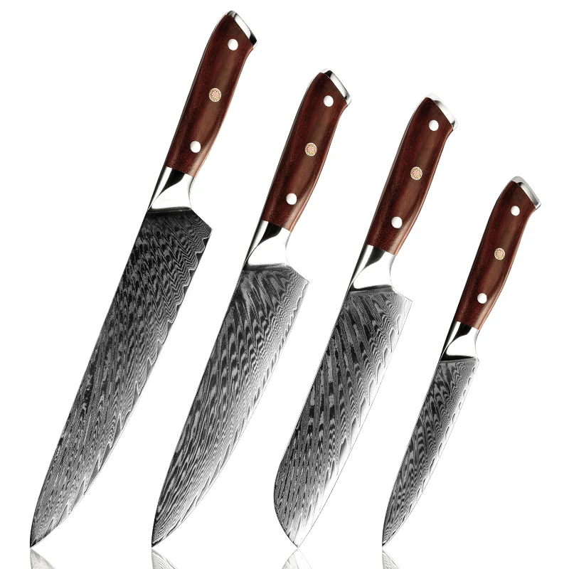 

Damascus Kitchen Chef Slicing Santoku Knife 67 Layers AUS10 Japanese Damascus Steel Rosewood Handle Professional Knife Tool