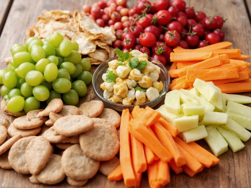Colorful array of homemade healthy snacks on wooden table
