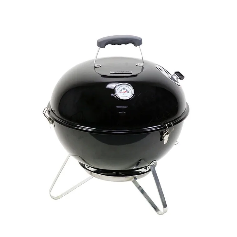 

Portable Enameled Round Trolley Picnic Removable Coal Outdoor Mini Charcoal Kettle Camping Grill, Black red