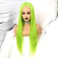 

Green Human Hair Colorful Lace Wig Virgin Hair Straight Long Lace Front Wig Glueless Wigs for Women