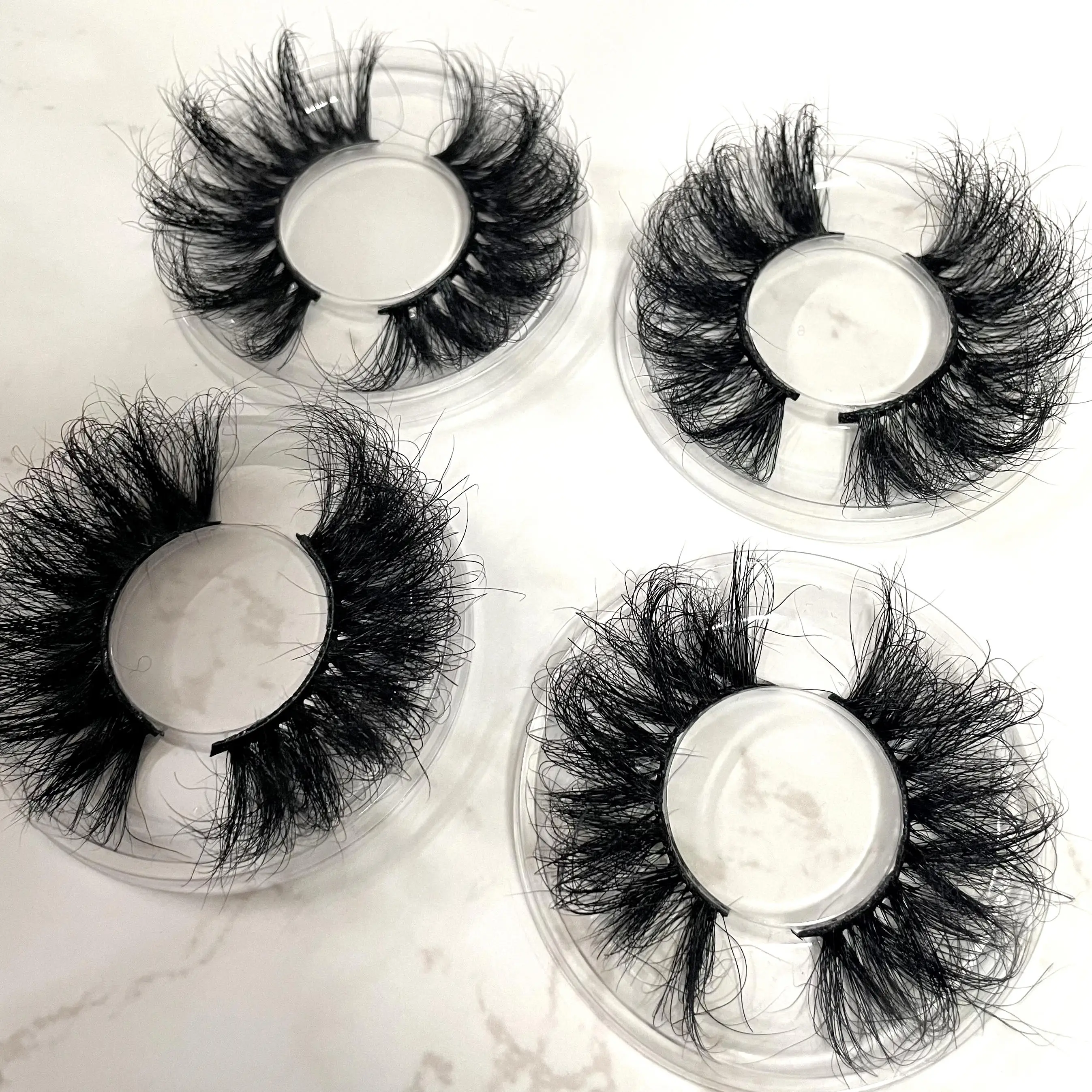 

Handmade thick full strip fluffy lashes custom lashbox packaging wholesale 25 mm 3d mink eyelashes vendor, Natural black