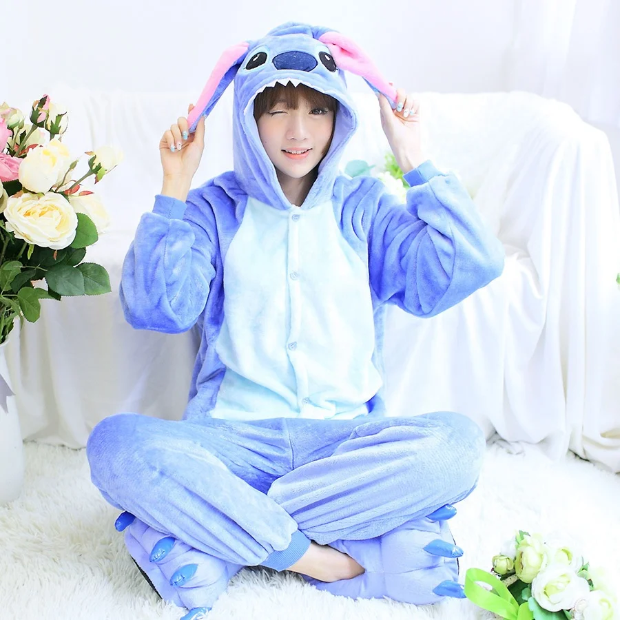 

Wholesale adult costume Stitch sleepwear flannel animal pajamas