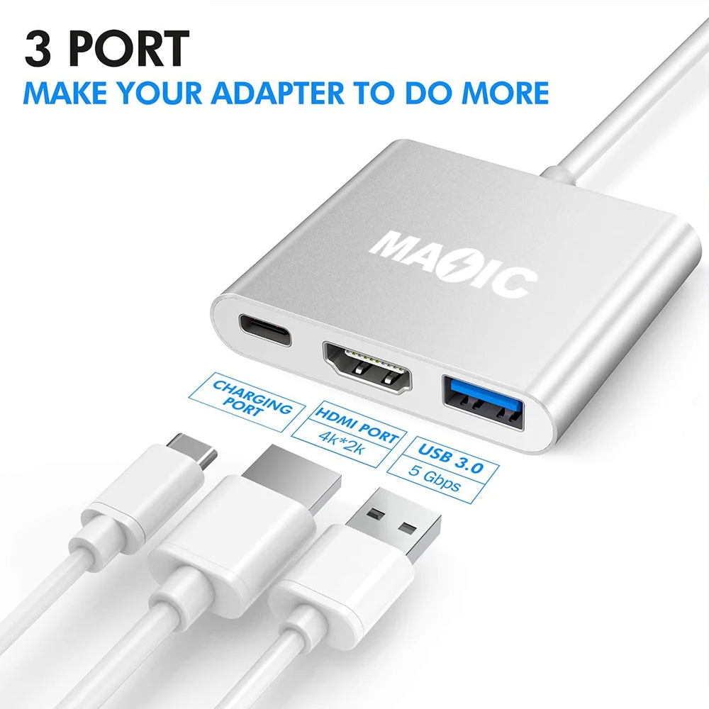 
Best Selling USB C To HDMI 4K USB3.0 PD 3 in 1 Hub USB C to HDMI UB3.0 PD 3 in 1 Converter 