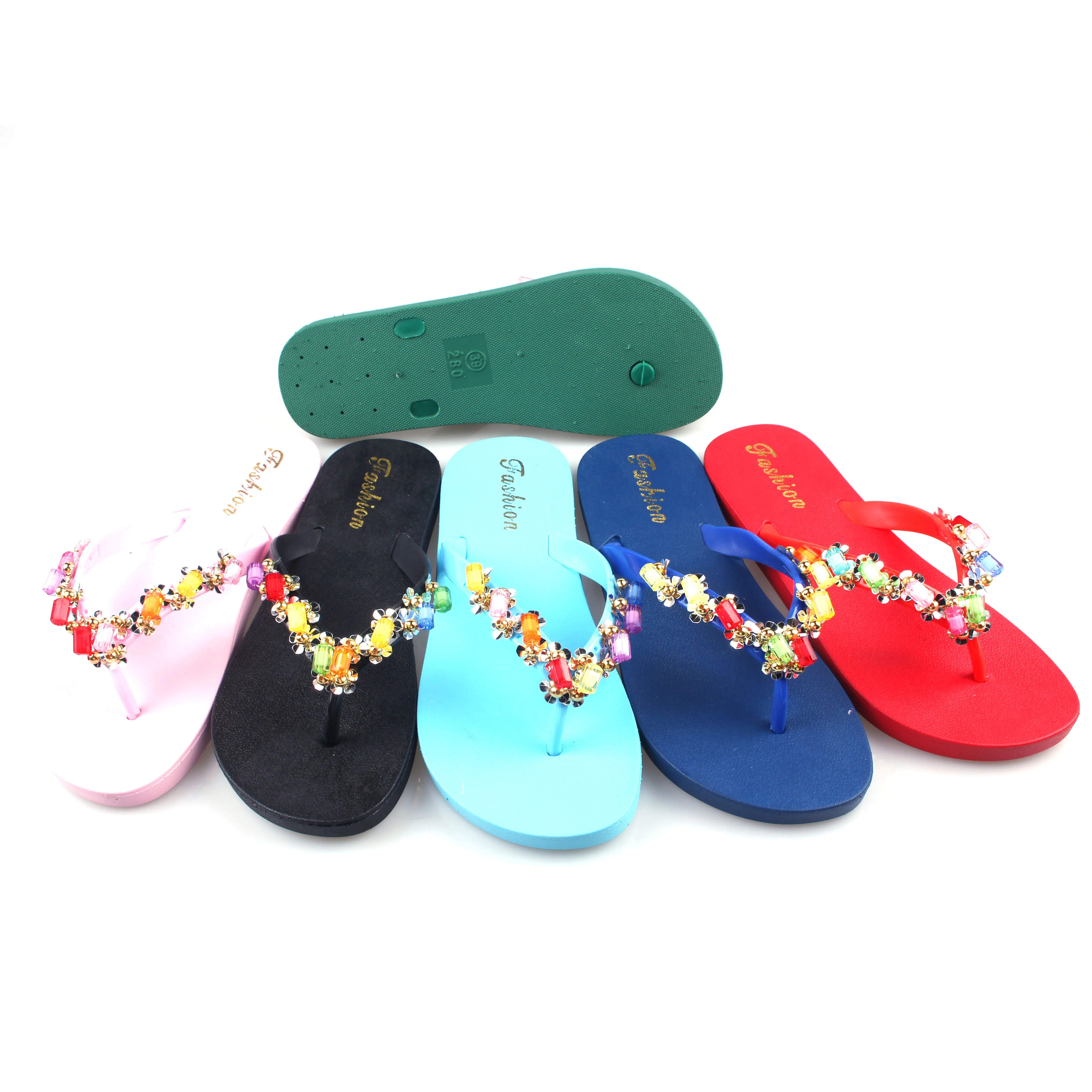 

Fashion bead watch strap PVC flip-flops beach slippers women